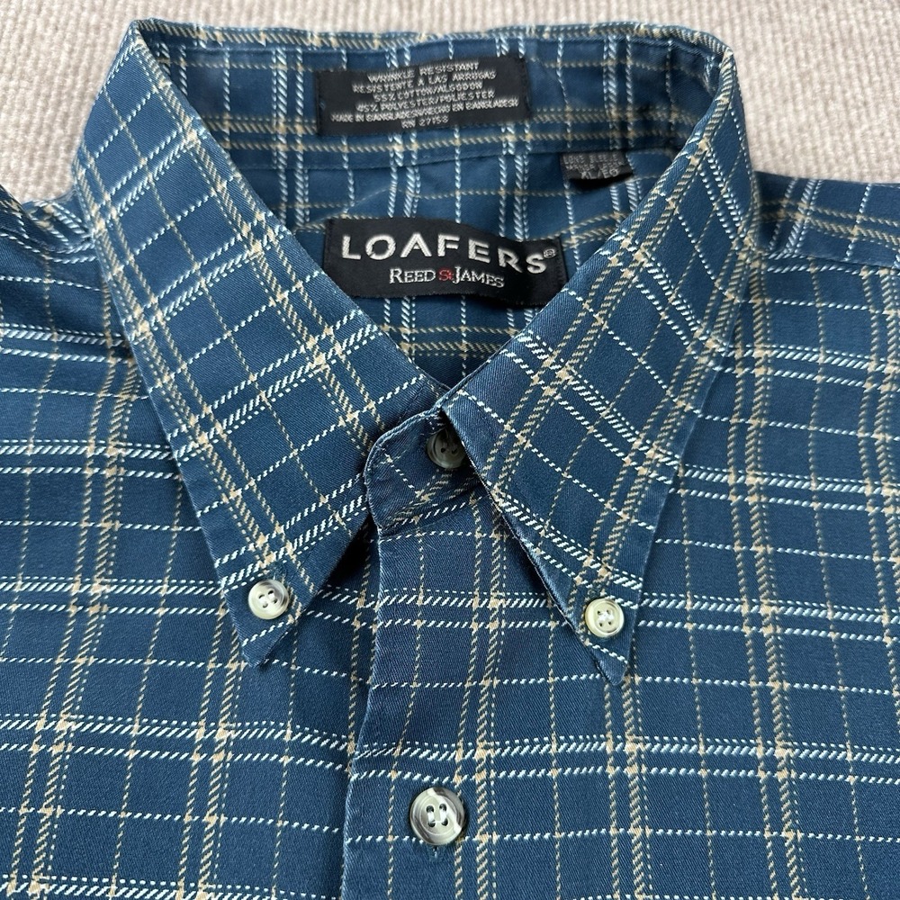 LOAFERS by REED ST JAMES, Men's Green LONG SLEEVE shirt wrinkle resistant SZ XL